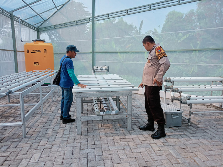 Bhabinkamtibmas Polsek Waru Edukasi Ketahanan Pangan ke Petani Pemanfaatan Pekarangan Tidur Jadi Kebun Hidroponik